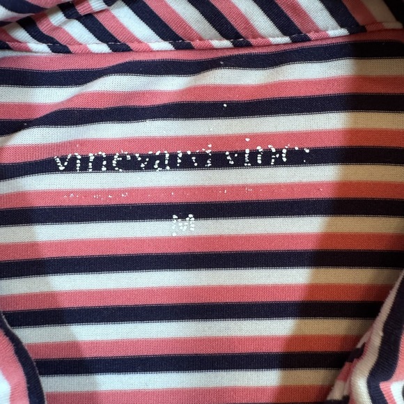 Vineyard Vines Polo Shirt Mens Medium Performance Pink Striped‎ Golf Stretch - Picture 3 of 9